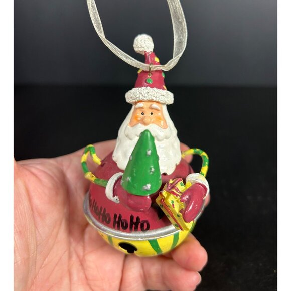 Vintage Christmas Hanging Metal Santa Jingle Bell Ornament Holiday Decor - Picture 3 of 5